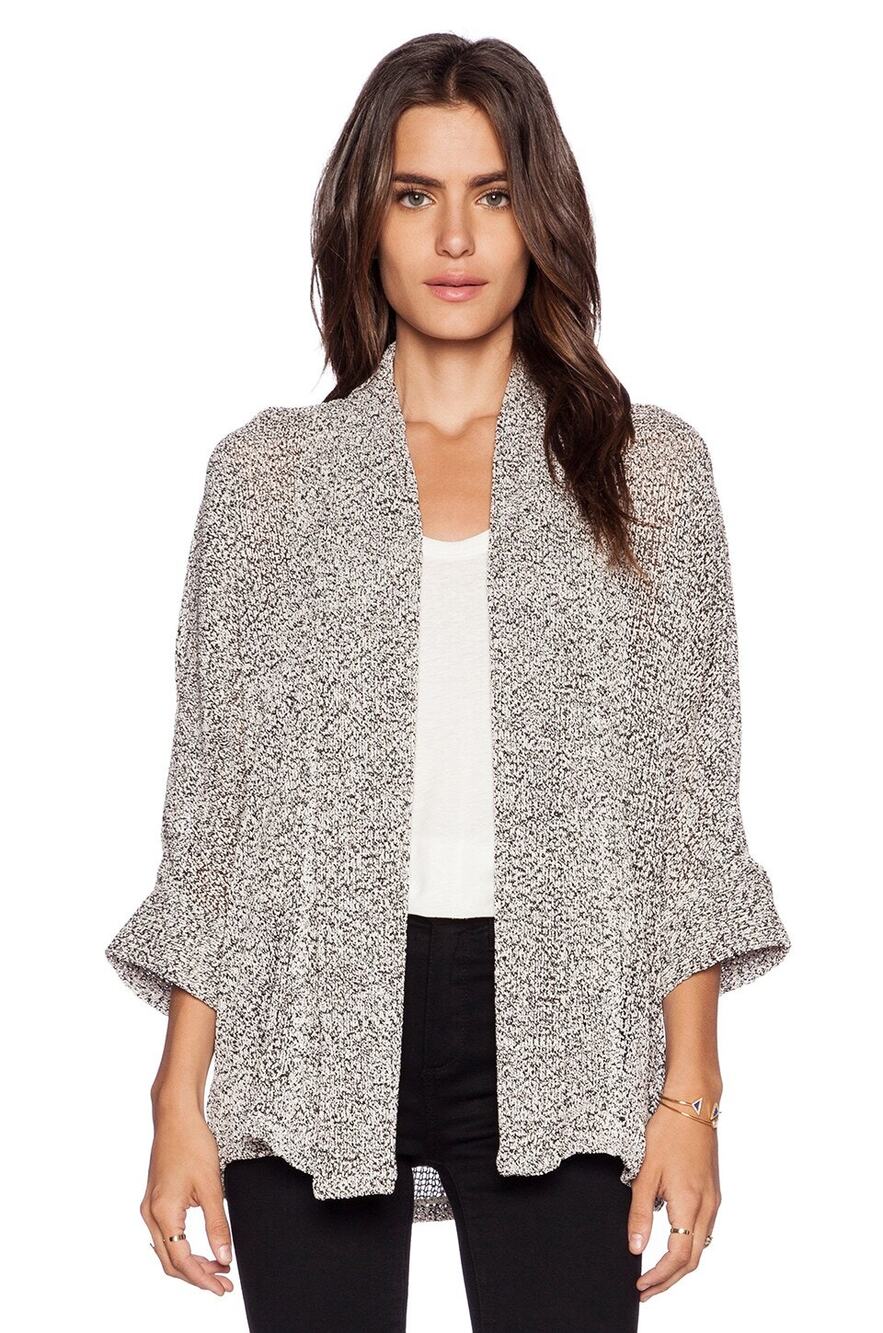Splendid Cardigan Women's Size XS Jungle Boucle Sweater Long Sleeve Gray/Black